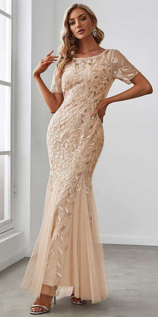 fall wedding guest dresses sheath floral with cap sleeves gracefulelegance