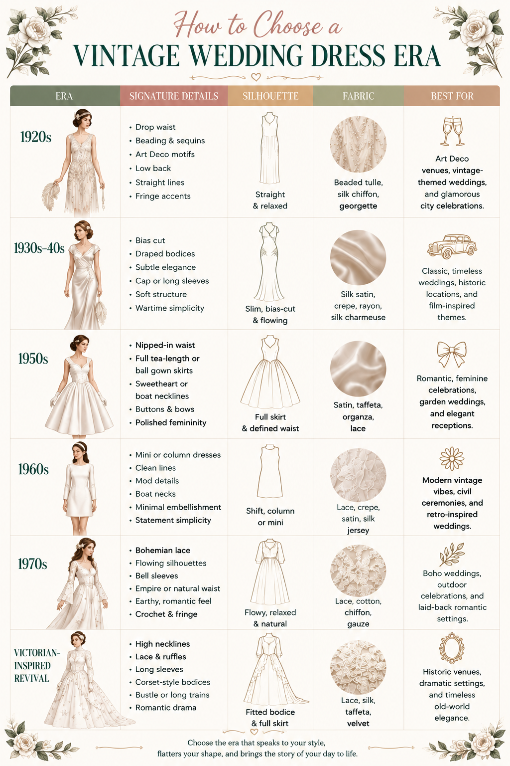 how to choose a vintage wedding dress era
