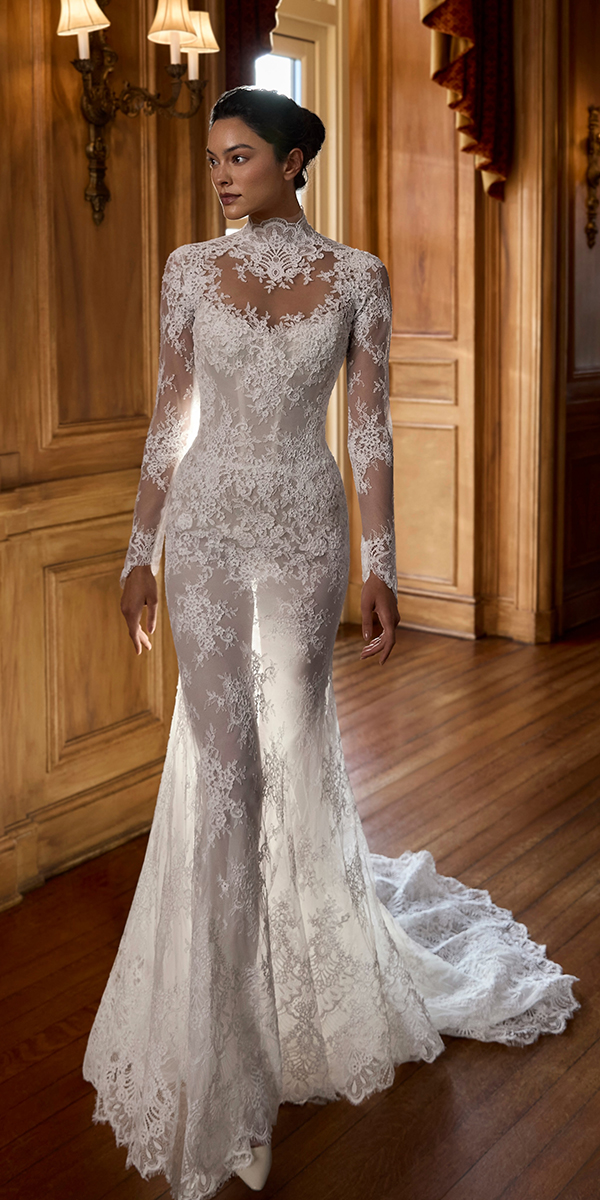 long sleeve wedding dresses trumpet lace grebenau