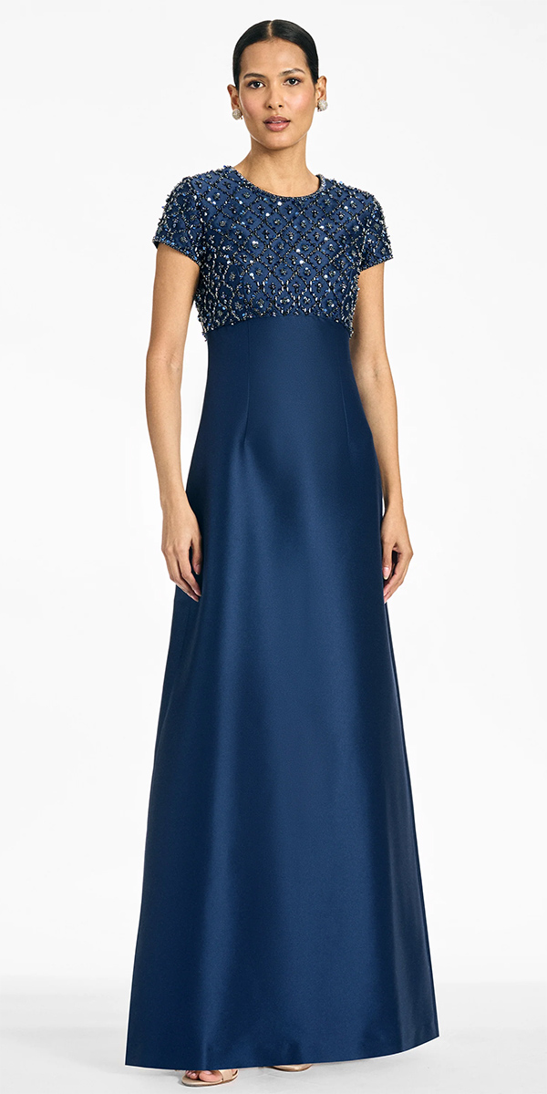mother of the groom dresses long navy with cap sleeves sachinandbabi