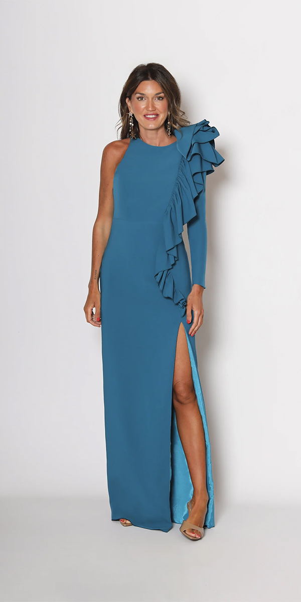 mother of the groom dresses simple long one shoulder silviafernandez