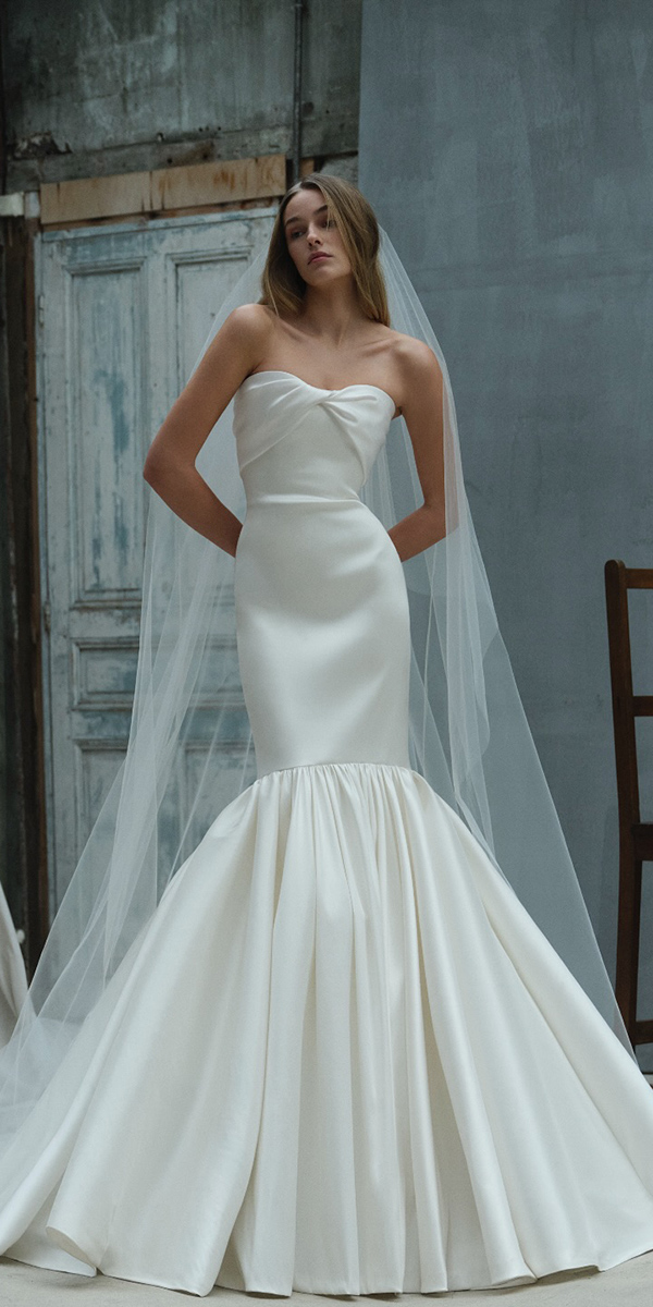 silk wedding dresses mermaid strapless neckline eliesaabbridal