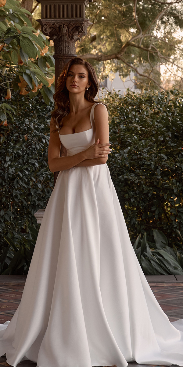 trendy wedding dresses a line simple annacampbell