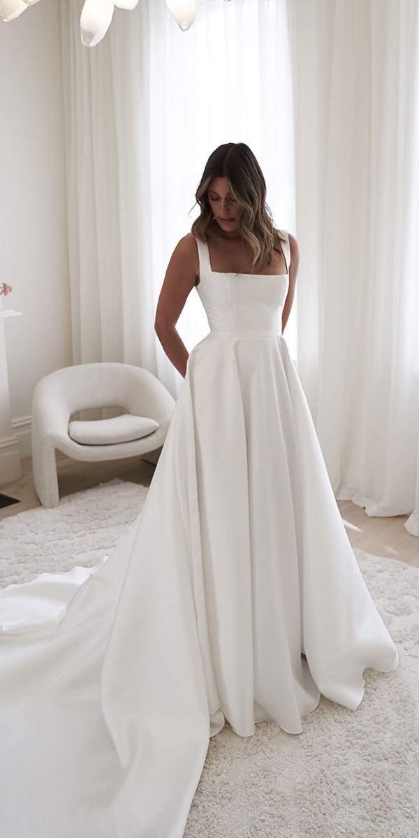 trendy wedding dresses a line simple square neckline anna campbell