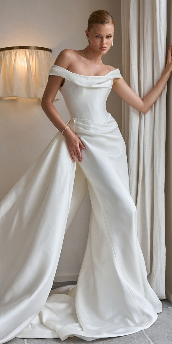 trendy wedding dresses simple mermaid off the shoulder steven khalil