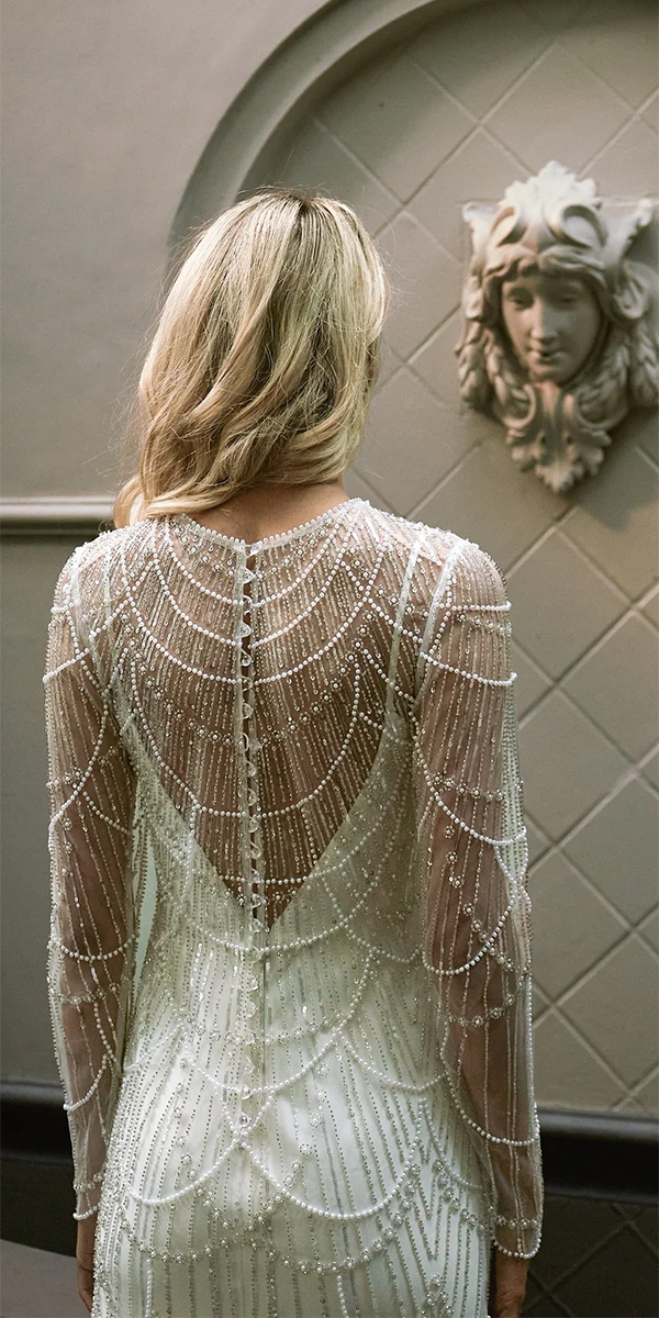 vintage wedding dresses 1920s beaded with long sleeves catherinedeane