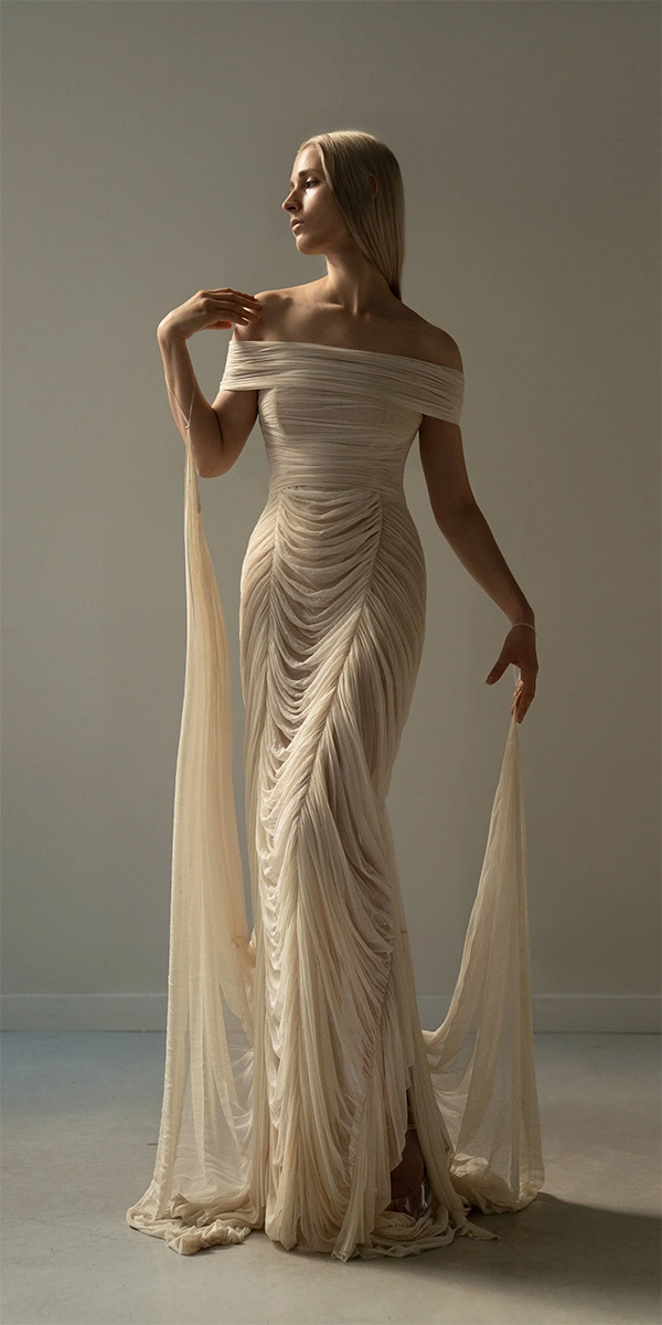 vintage wedding dresses 1920s simple off the shoulder chanamarelus