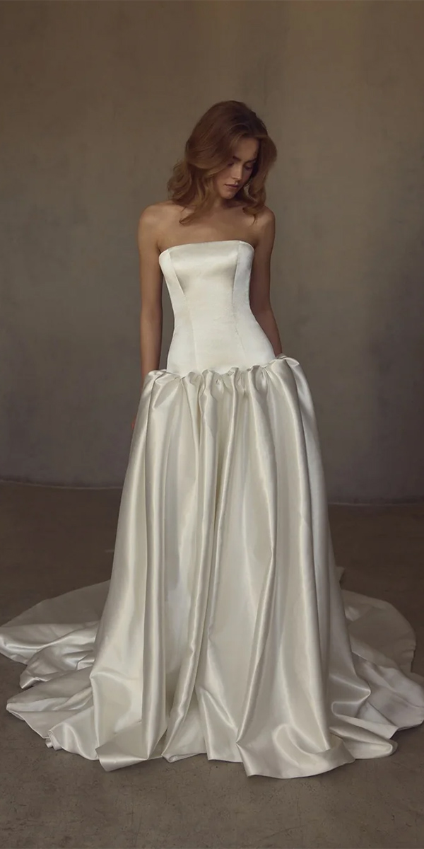 vintage wedding dresses 1920s simple strapless neckline drop waist julie vino