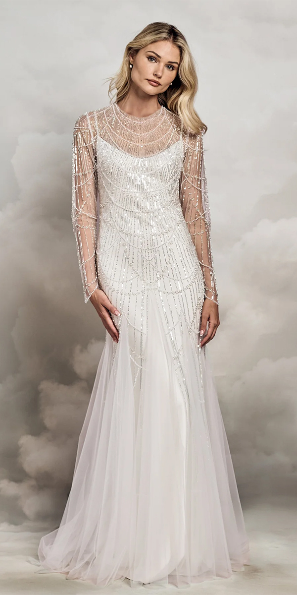 vintage wedding dresses with long sleeves sheath catherinedeane