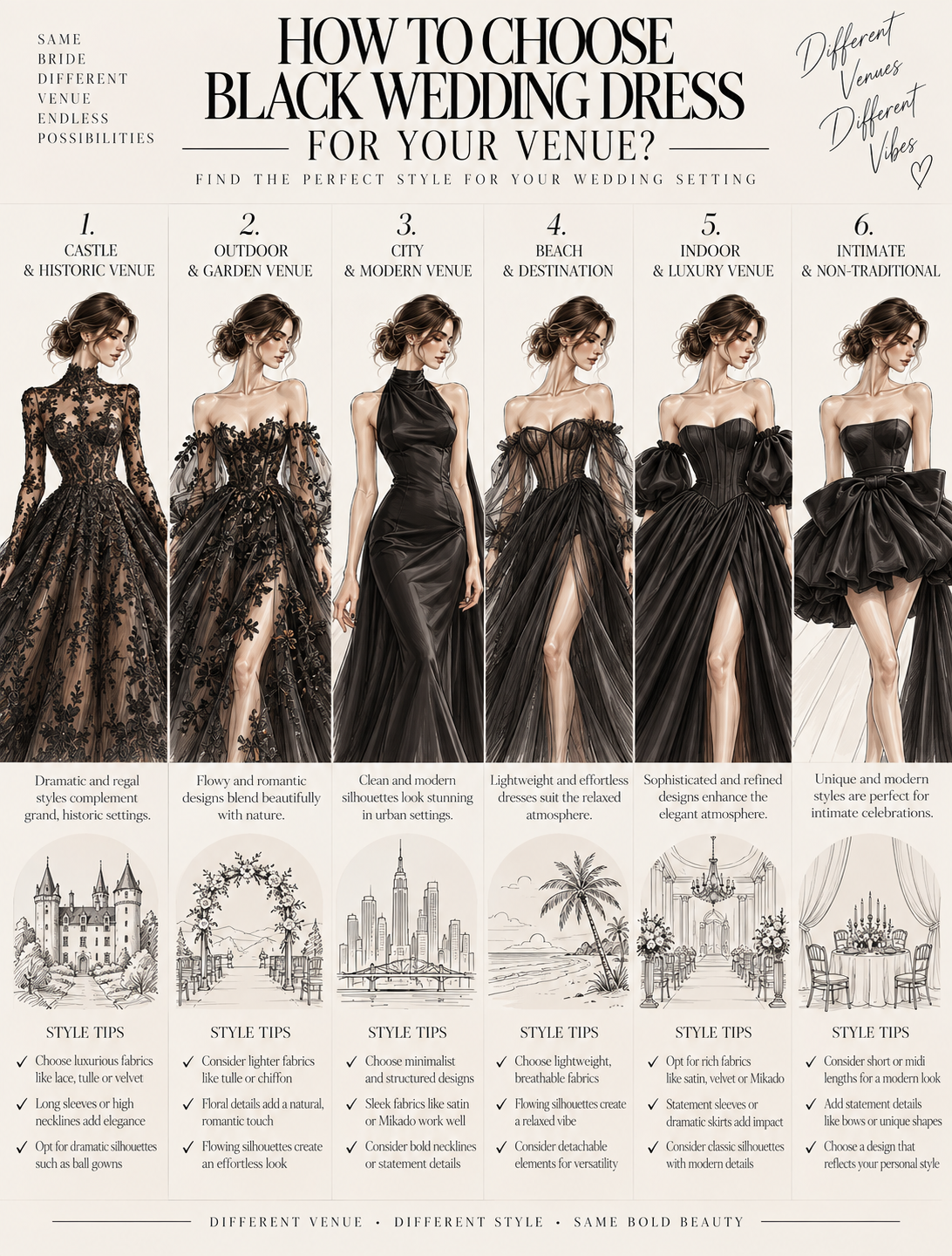 black wedding dresses for venue