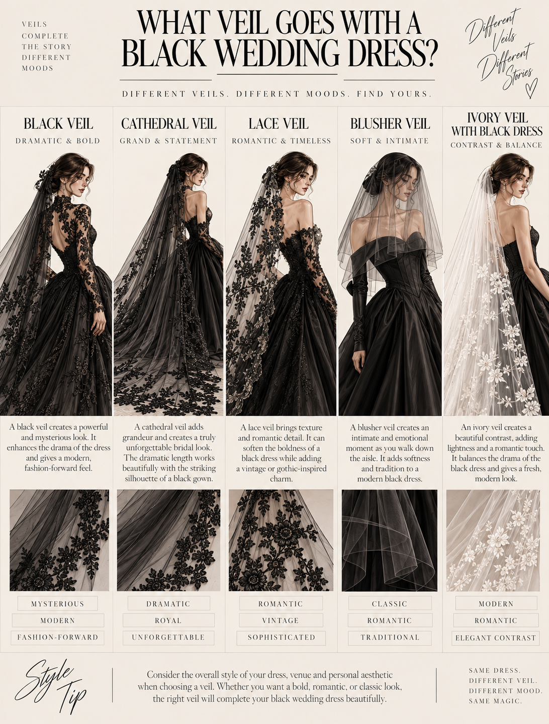 black wedding dresses how to choose the veil