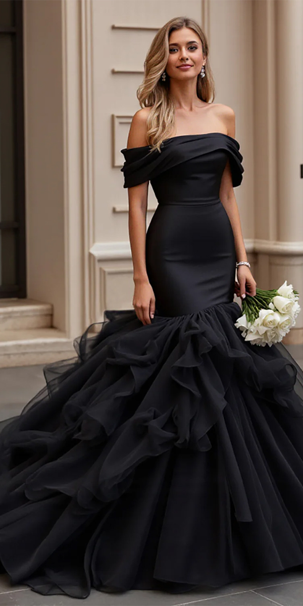 black wedding dresses simple mermaid zapaka