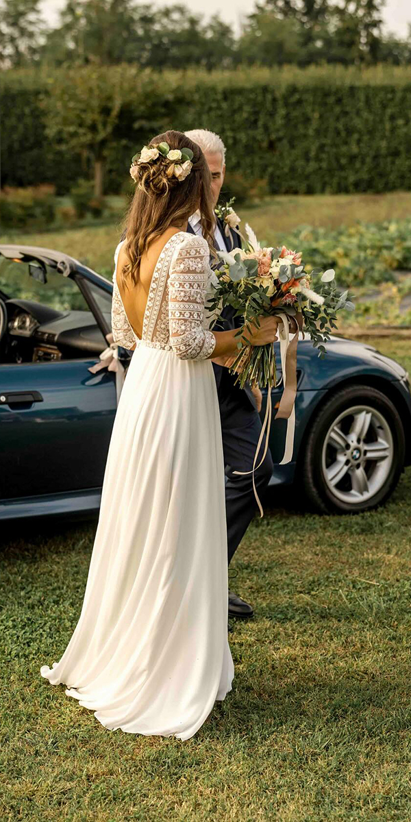 bohemian wedding dresses a line with sleeves nadianmazato