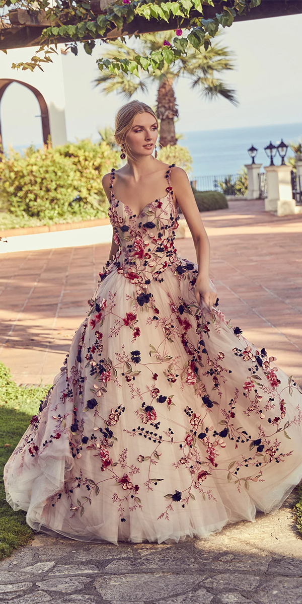 floral wedding dresses a line colored veniinfantinobridal