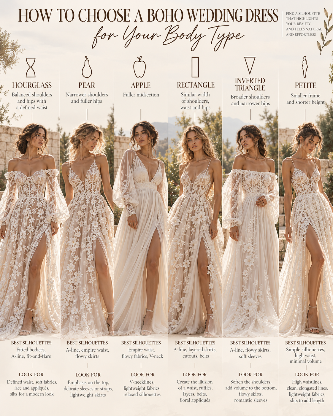 how to choose bohemian wedding dress for body type