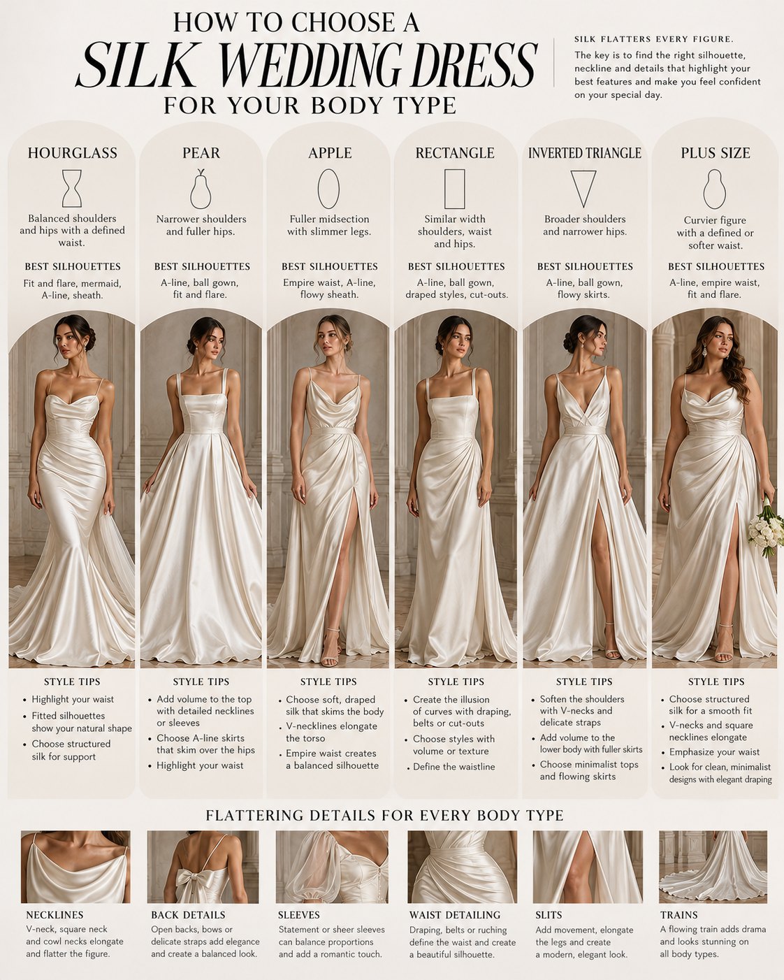 how to choose silk wedding dress for body type