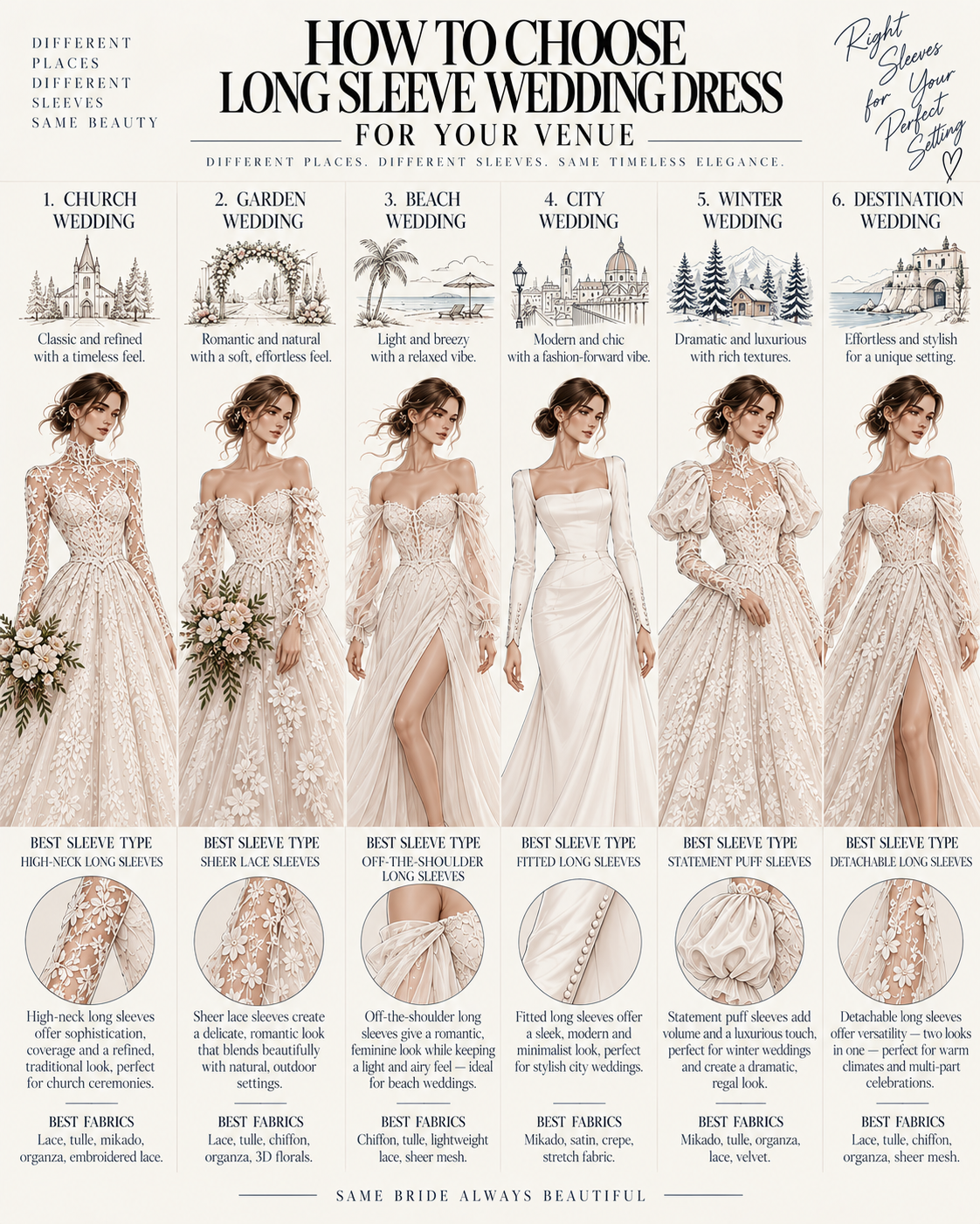 long sleeve wedding dress different venue