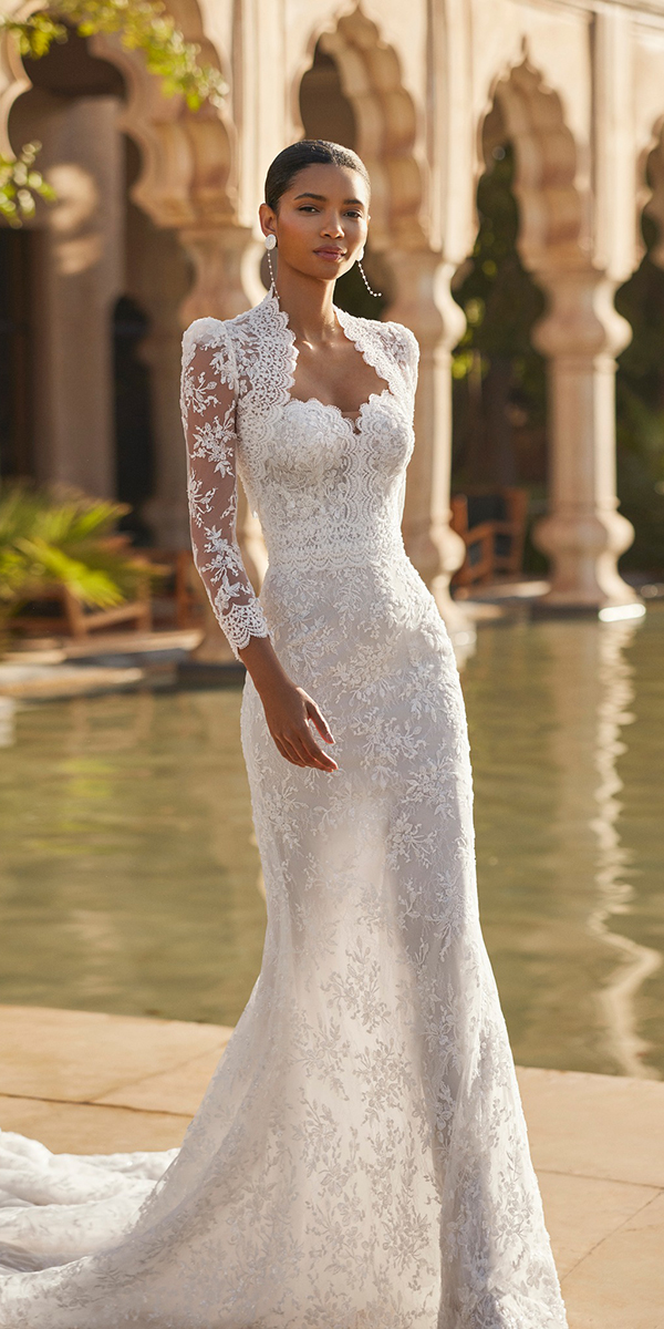 long sleeve wedding dresses detachable lace rosaclara