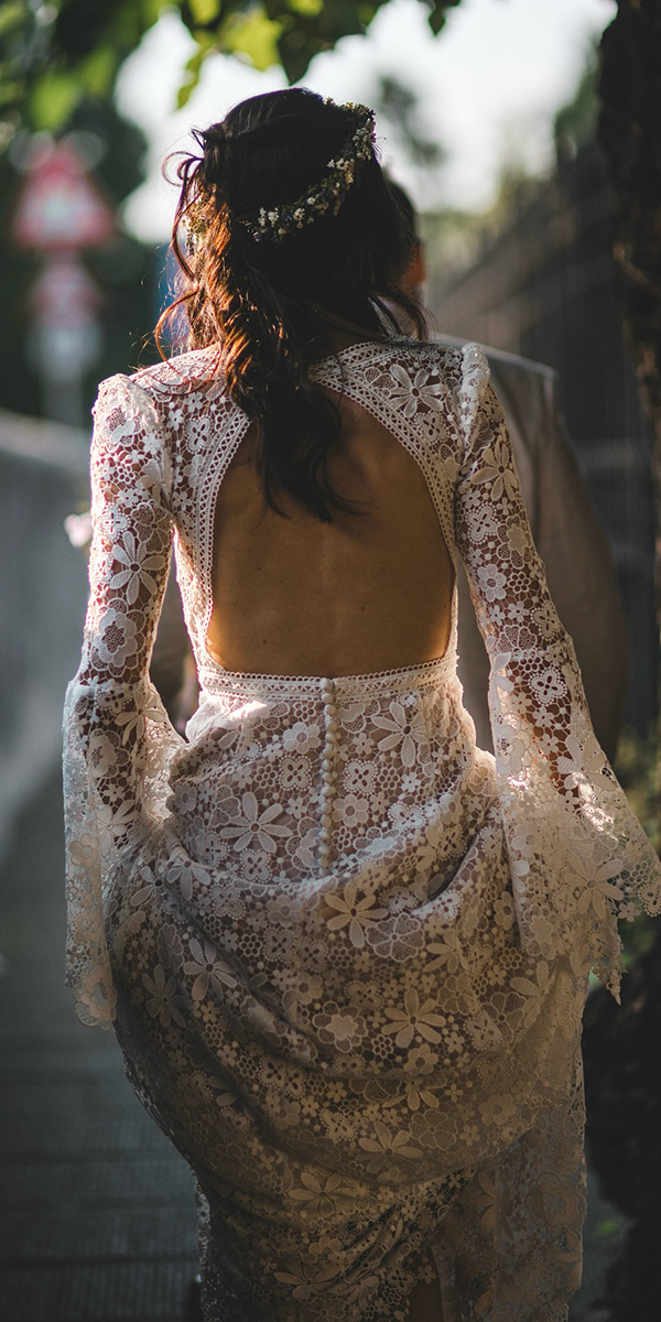 long sleeve wedding dresses open back boho lace nadiamanzatoo