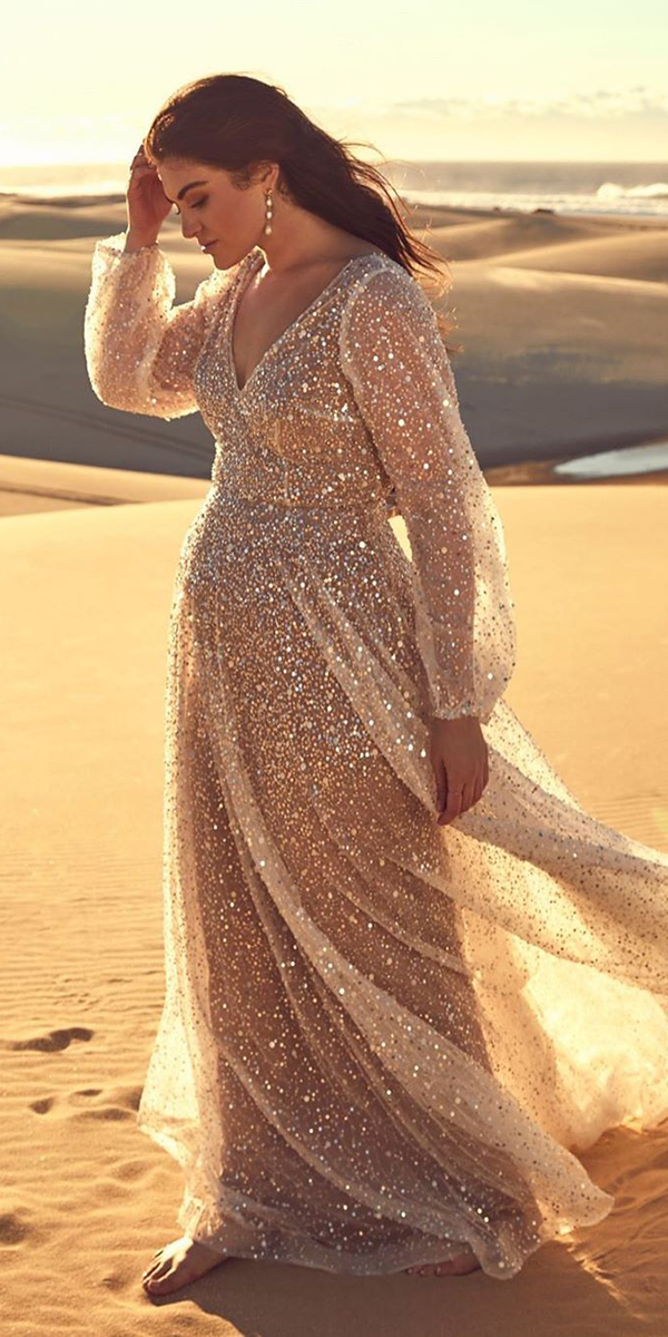 long sleeve wedding dresses plus size bling chosenbyoneday