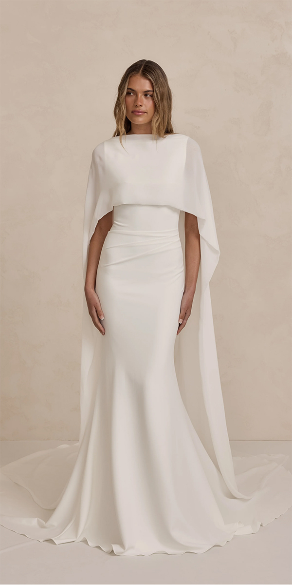 modest wedding dresses simple with cape sheath madewithlove