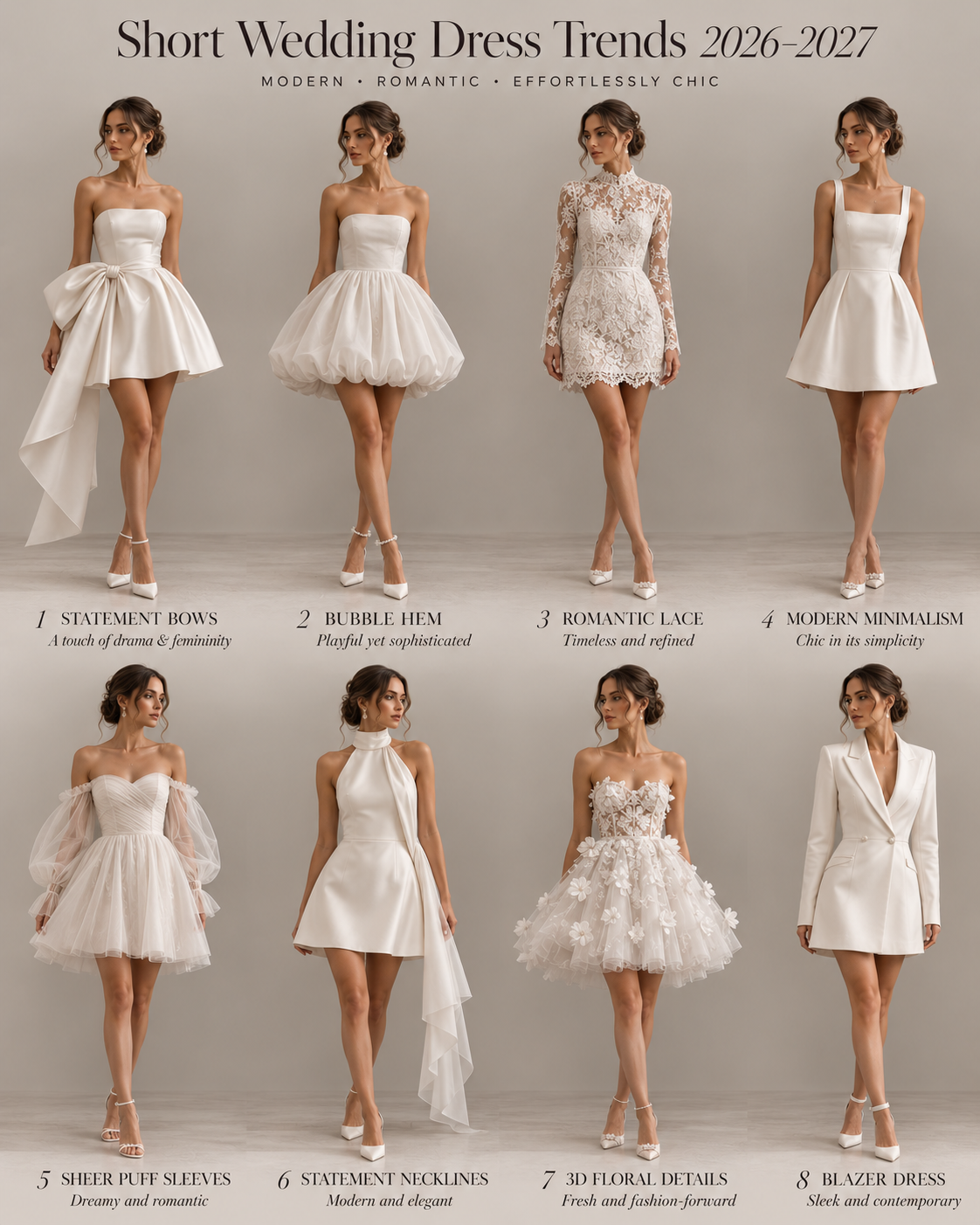 short wedding dresses collage trends 2027
