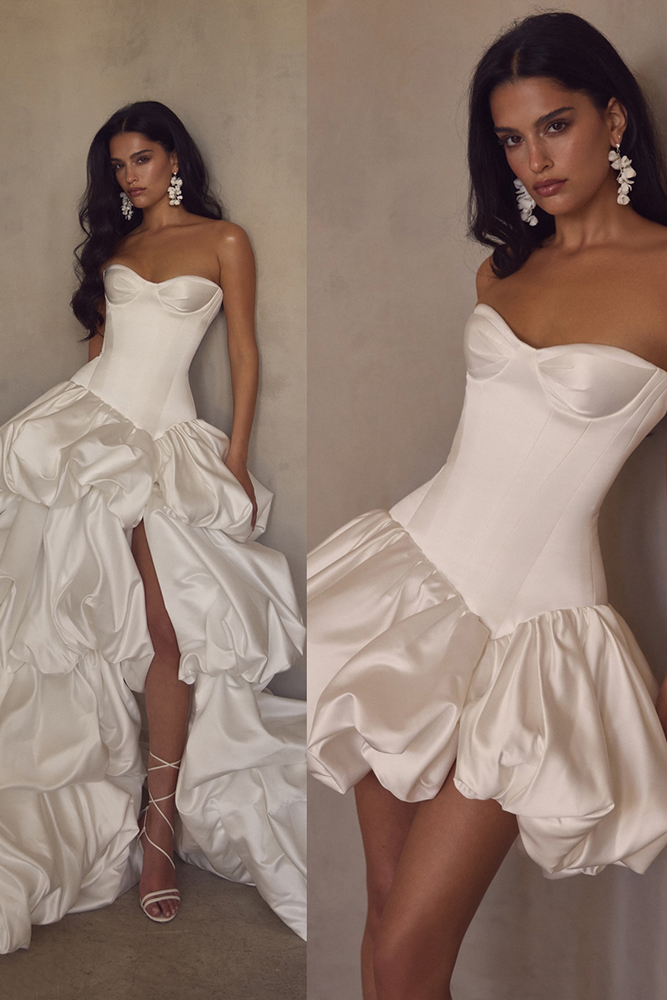 short wedding dresses convertible simple bubble hem long to short julie vino