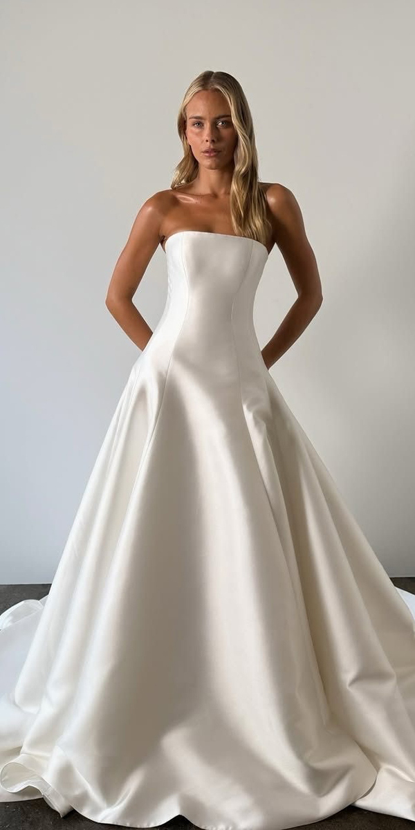 silk wedding dresses a line strapless neckline simple kyha