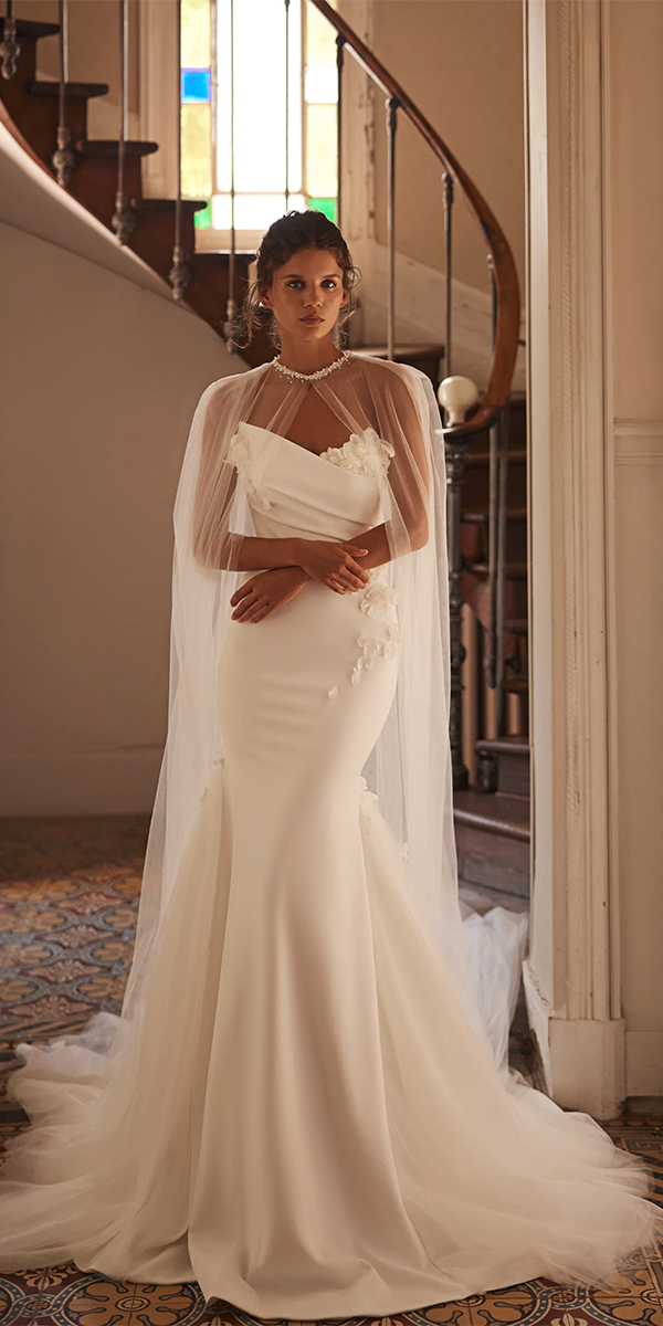 trendy wedding dresses simple with cape luce sposa