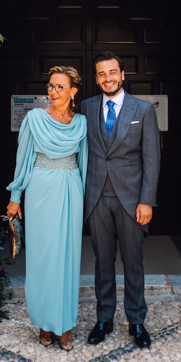wedding outfits for mother of the groom with long sleeves sheath blue cayetanaferrer
